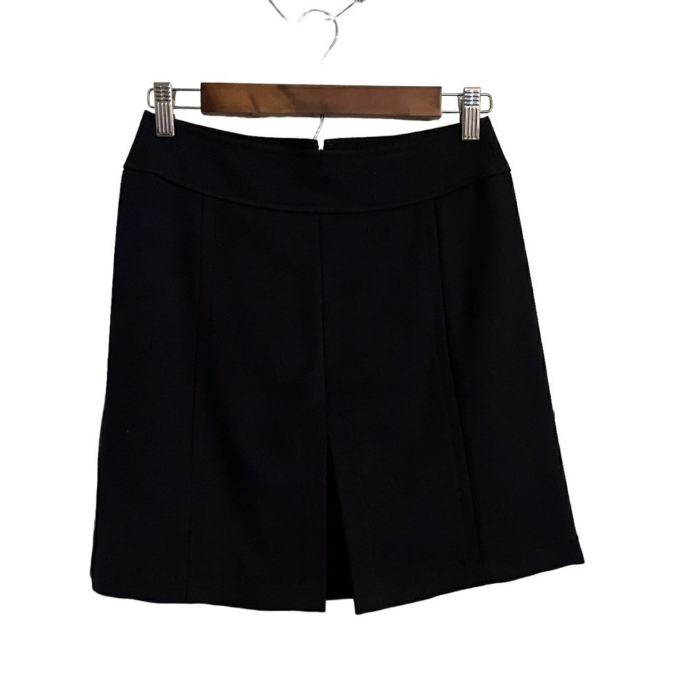 Ann Taylor LOFT Womens Black Textured Split Straight Career Skirt Size 0 Petite